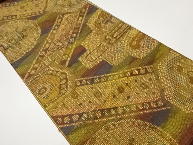 JAPANESE NAGOYA OBI / WOVEN ABSTRACT BIRD